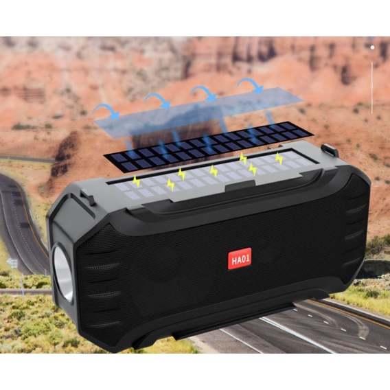 Tragbares UKW-Radio für Outdoor-Sportarten, Subwoofer-Bluetooth-Lautsprecher, Solar-Taschenlampe Bluetooth-Funklautsprecher