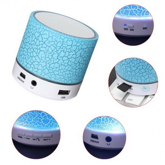 A9 Mini Crack LED-Licht Bluetooth-Lautsprecher U Disk TF-Karte Subwoofer Music Player