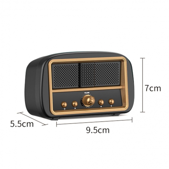 Retro Bluetooth Lautsprecher, Bluetooth Musikbox Vintage Kabelloser Speaker mit 10W Leistung, Vollem Stereo Sound 6-8h Wiedergab