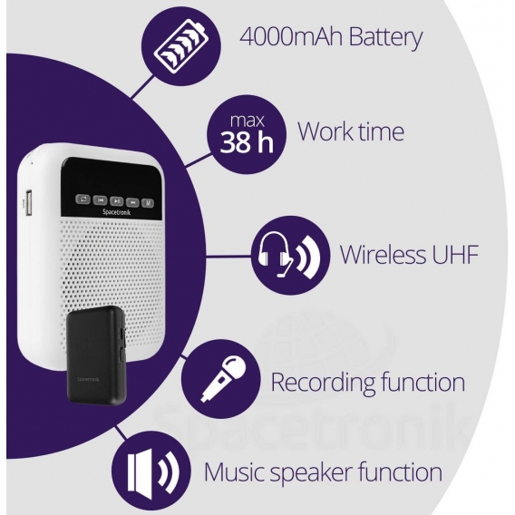 Sprachverstärker Mini-Verstärker Mikrofon-Headset Tragbarer Lautsprecher mit drahtlosem UHF kabelloser Spacetronik