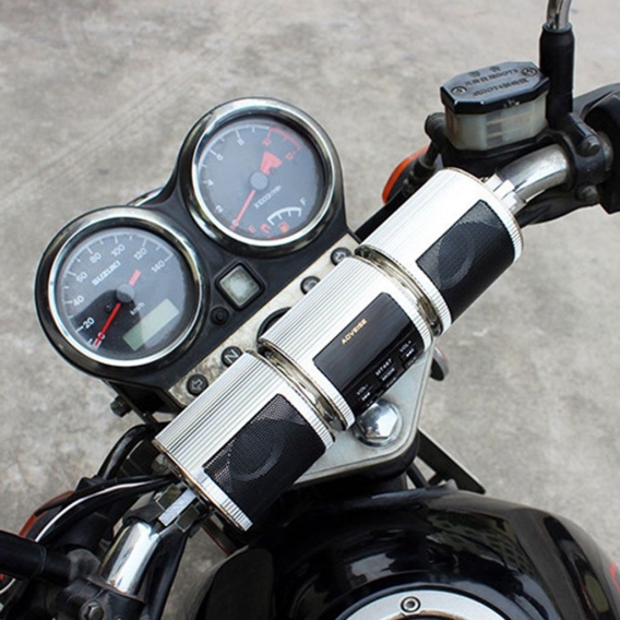 Wasserdichter BT Motorrad Motorrad Stereo Lautsprecher MP3 Audio System USB AUX Radio (Silber)