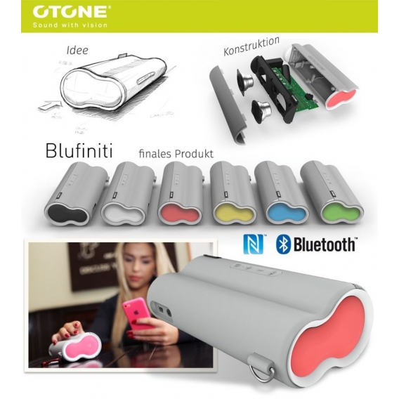 Otone Blufiniti Portabler Stereo Bluetooth Lautsprecher mit NFC in schwarz