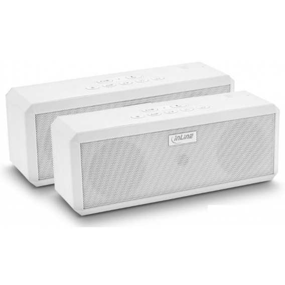 InLine® WOOME 2 - True Wireless Stereo Bluetooth Lautsprecher, Doppelpack weiß